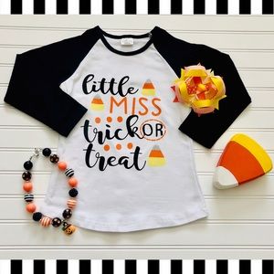 Girls Little Miss Trick or Treat Boutique Raglan